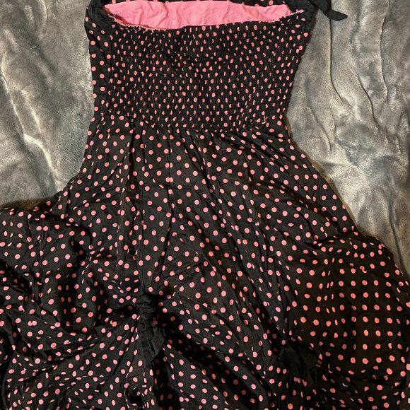 Rockabilly Black and Pink polkadot dress Size 6 - Picture 5 of 6